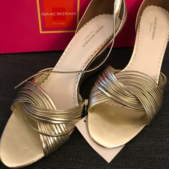 Isaac Mizrahi gold strappy dress shoes - Picture 3 of 4